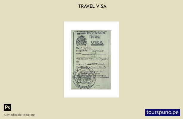 Plantilla de visa con sello de Guyana lista para imprimir